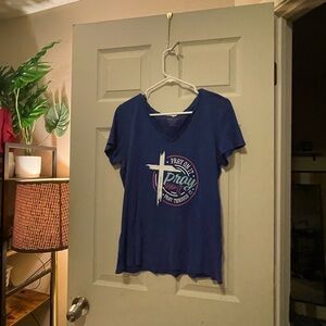 Merona Navy V-Neck T-Shirt-pray on it large